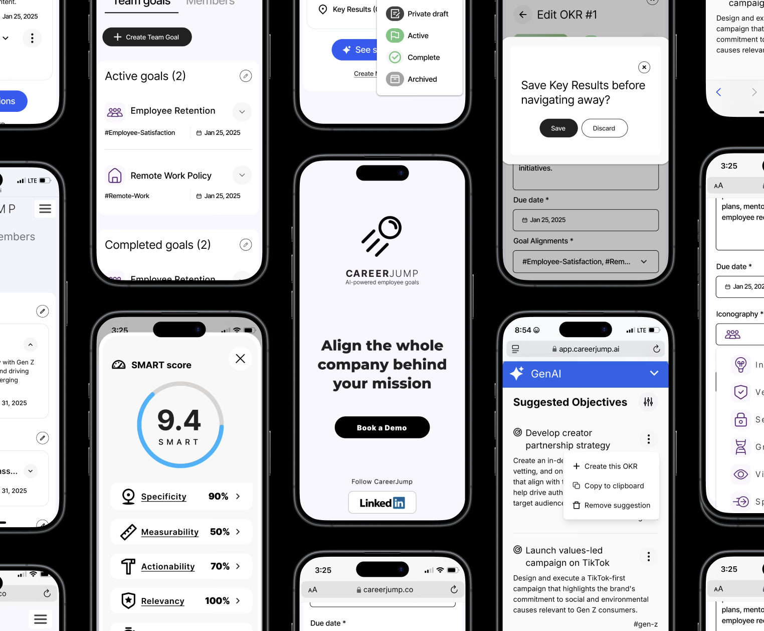 CareerJump.ai goal setting interface